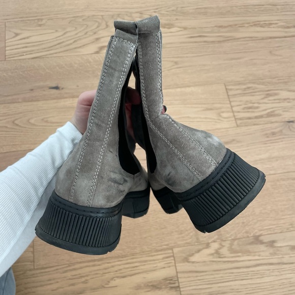 Massimo Dutti Black Split Suede Platform Chelsea Boots - Picture 5 of 11